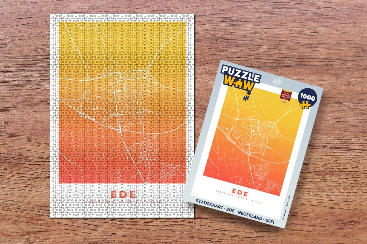 PuzzleWow Stadskaart Ede Nederland Legpuzzel 1000 Stuks - Multicolor