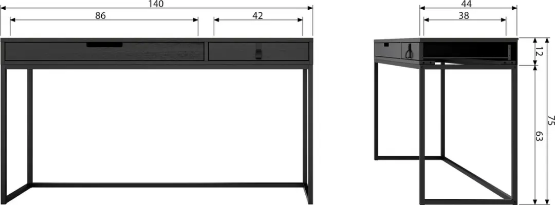 WOOOD Silas Bureau Blacknight 140x44cm - afbeelding 3 van 6