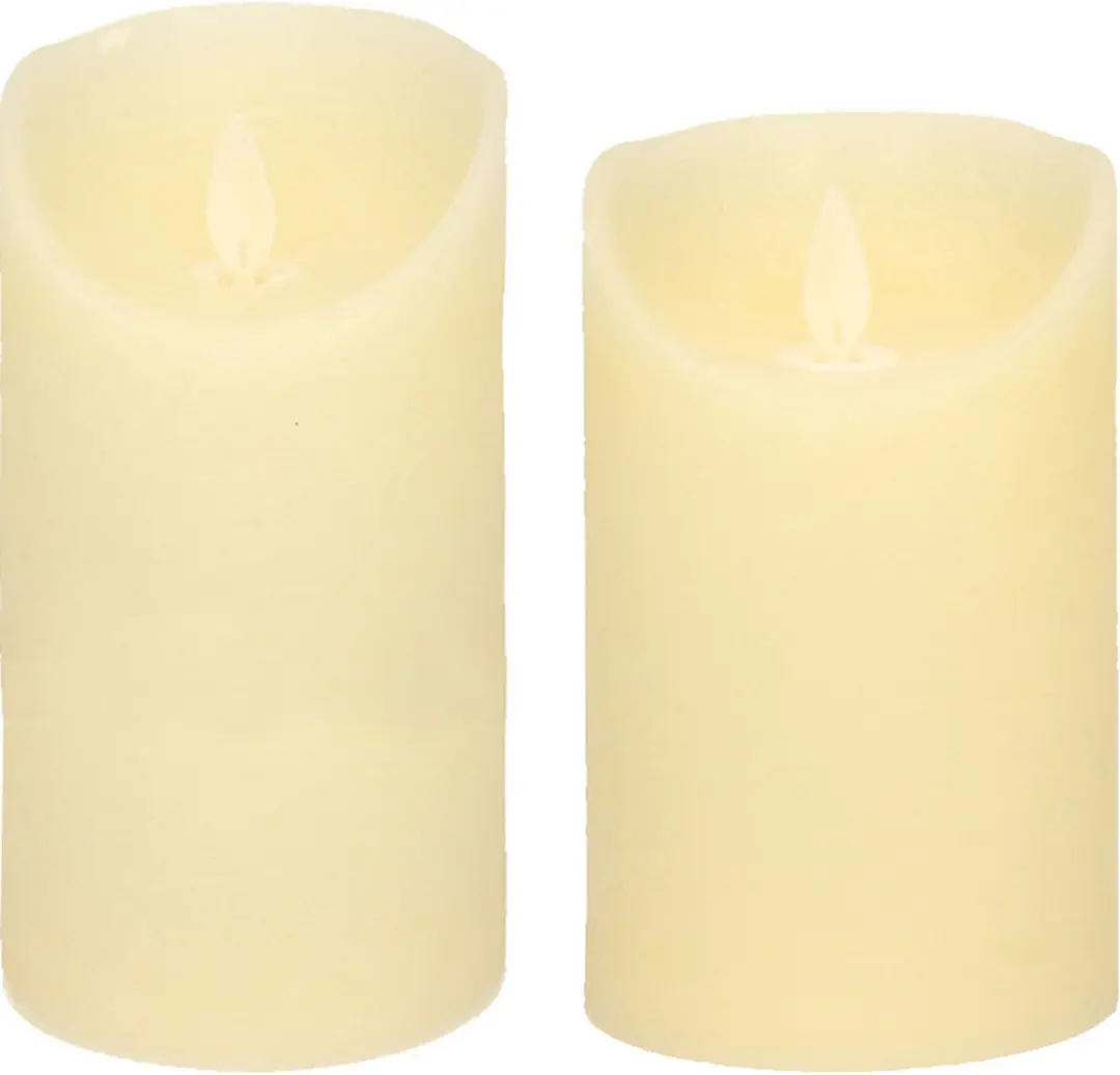 Set van 2x stuks Ivoor Witte Led kaarsen met bewegende vlam