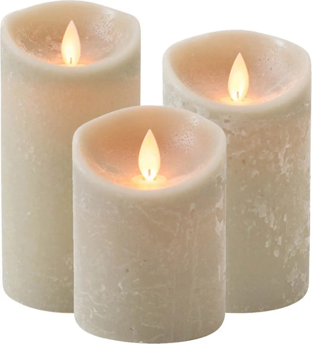 Set van 3x stuks Taupe bruine Led kaarsen met bewegende vlam