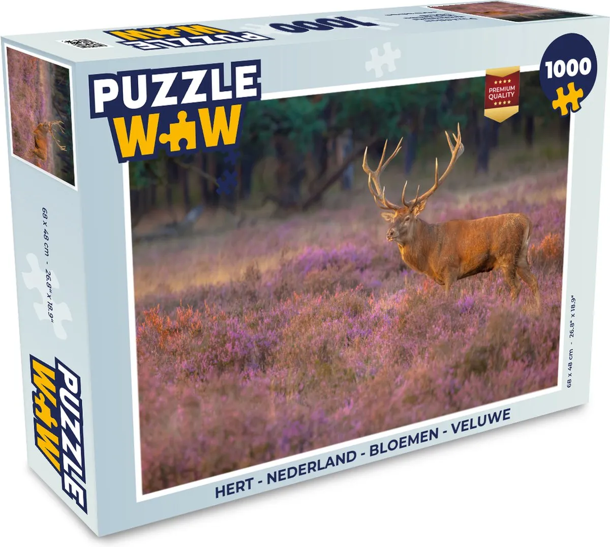 PuzzleWow Hert Bloemen Veluwe Legpuzzel 1000 Stuks - Multicolor