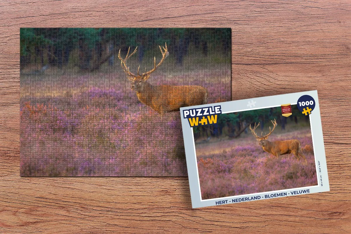 PuzzleWow Hert Bloemen Veluwe Legpuzzel 1000 Stuks - Multicolor