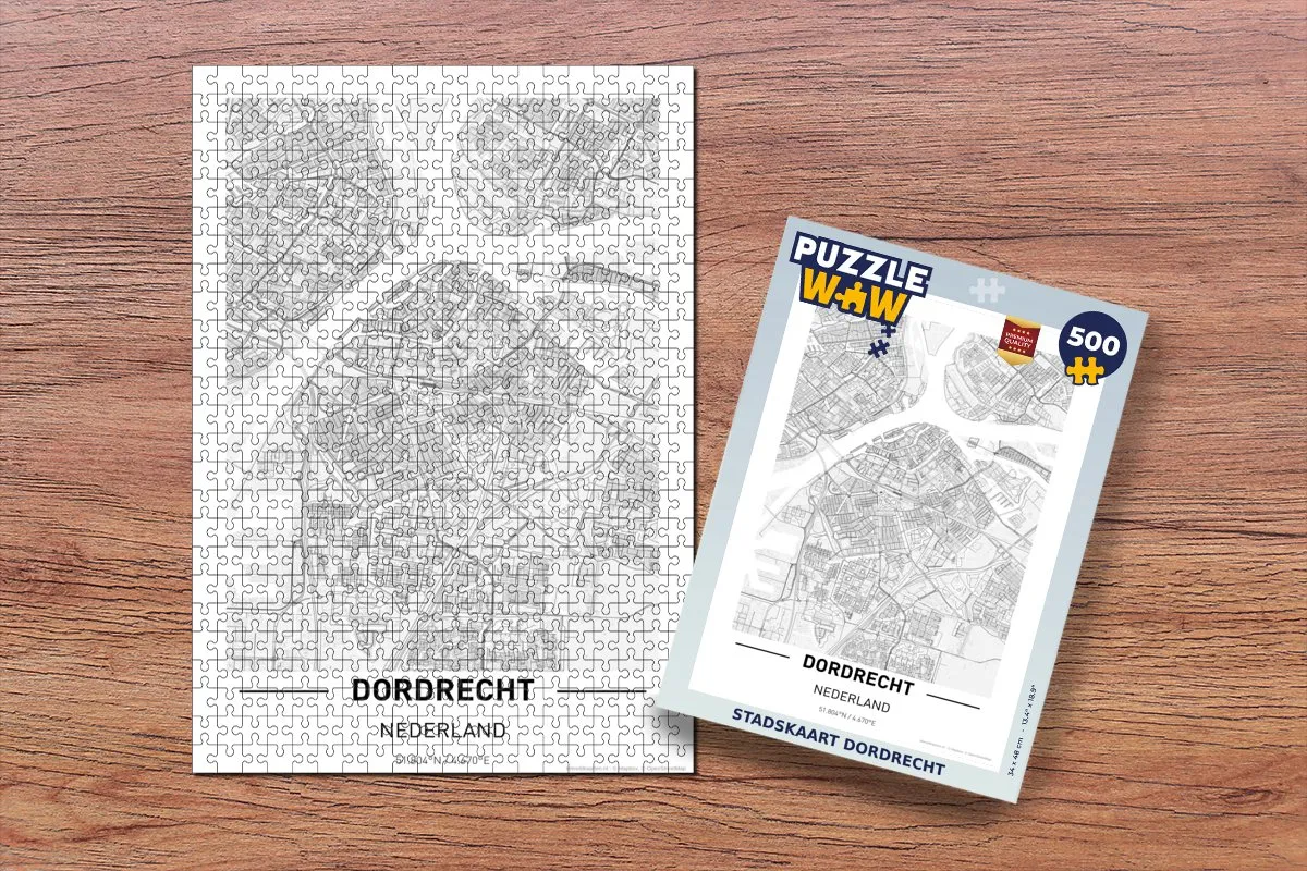PuzzleWow Stadskaart Dordrecht Legpuzzel 500 Stuks - Multicolor