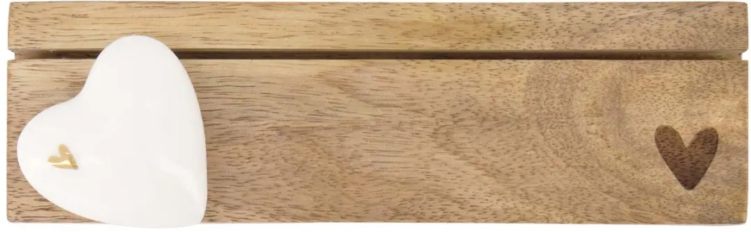 Zusss Gedenkaltaar Hartje Hout / Keramiek White / Gold