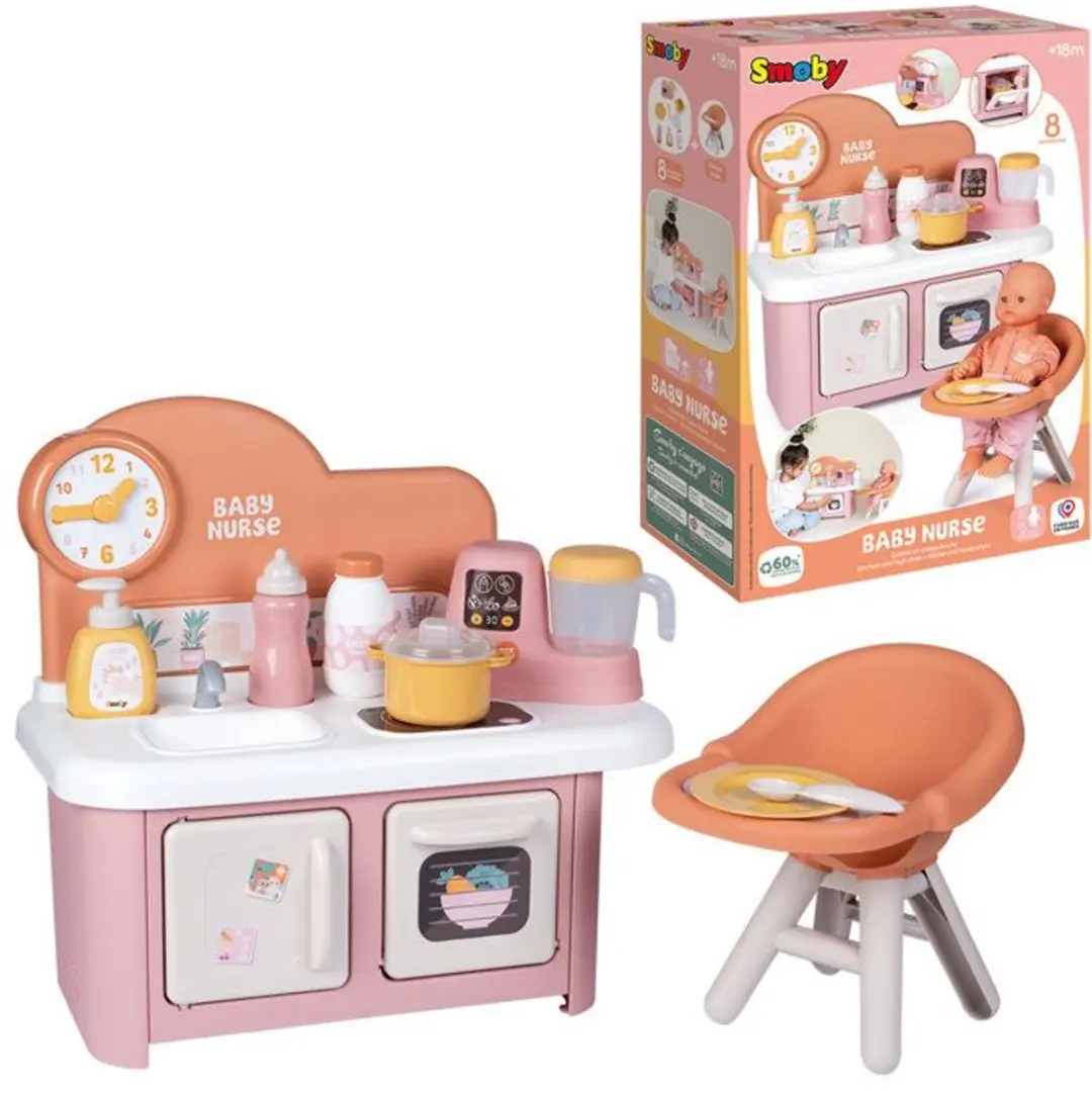 Smoby Babyverzorgster Keuken en Kinderstoel