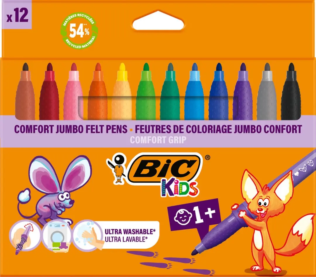 BIC Kids Comfort Jumbo Viltstiften 12 Stuks