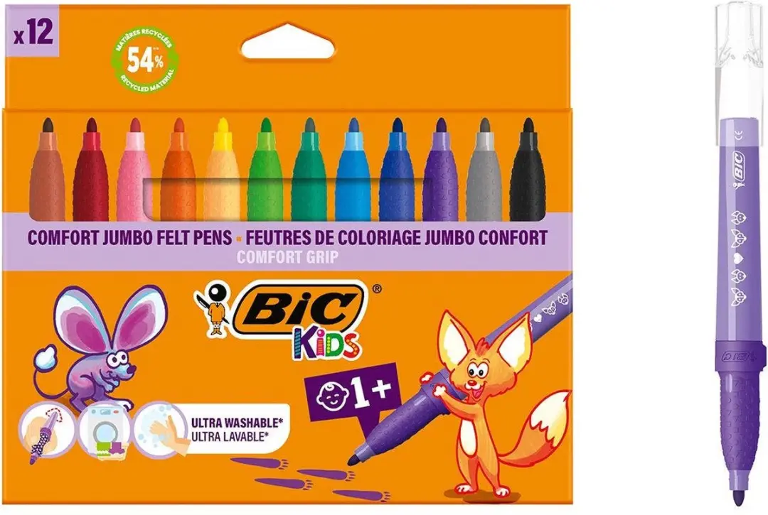 BIC Kids Comfort Jumbo Viltstiften 12 Stuks - afbeelding 6 van 6
