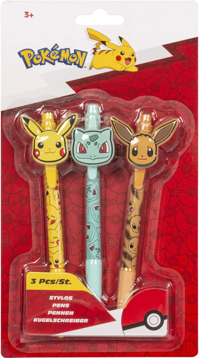 Pokémon 70428, Clip, Intrekbare balpen met klembevestiging, Navulbaar, Blauw, 3