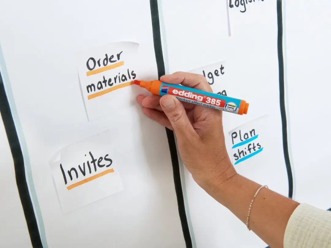 edding 385 Flipchartmarkers - 4 Stuks (Zwart/Grijs/Geel) - afbeelding 3 van 6