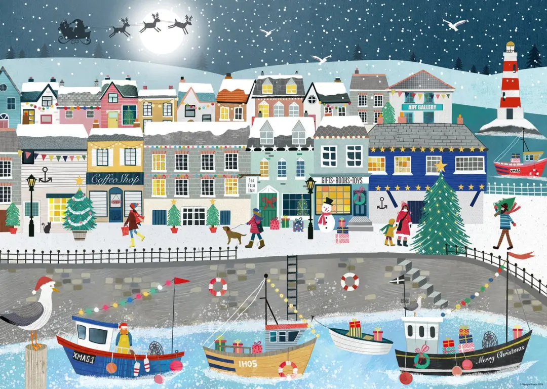 Ravensburger Kerst aan de Haven 1000 Puzzeldelen - afbeelding 3 van 6