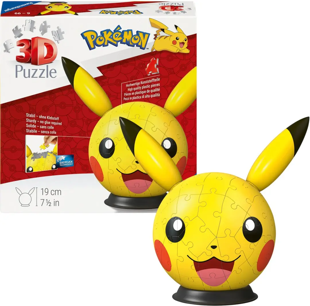 Ravensburger Pokémon Pikachu 3D Puzzelbal 72 Stukjes - afbeelding 3 van 6