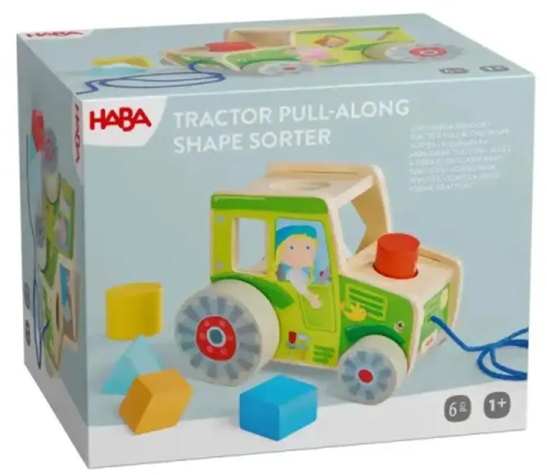 HABA Nachziehspielzeug Zieh-Sortierbox Traktor