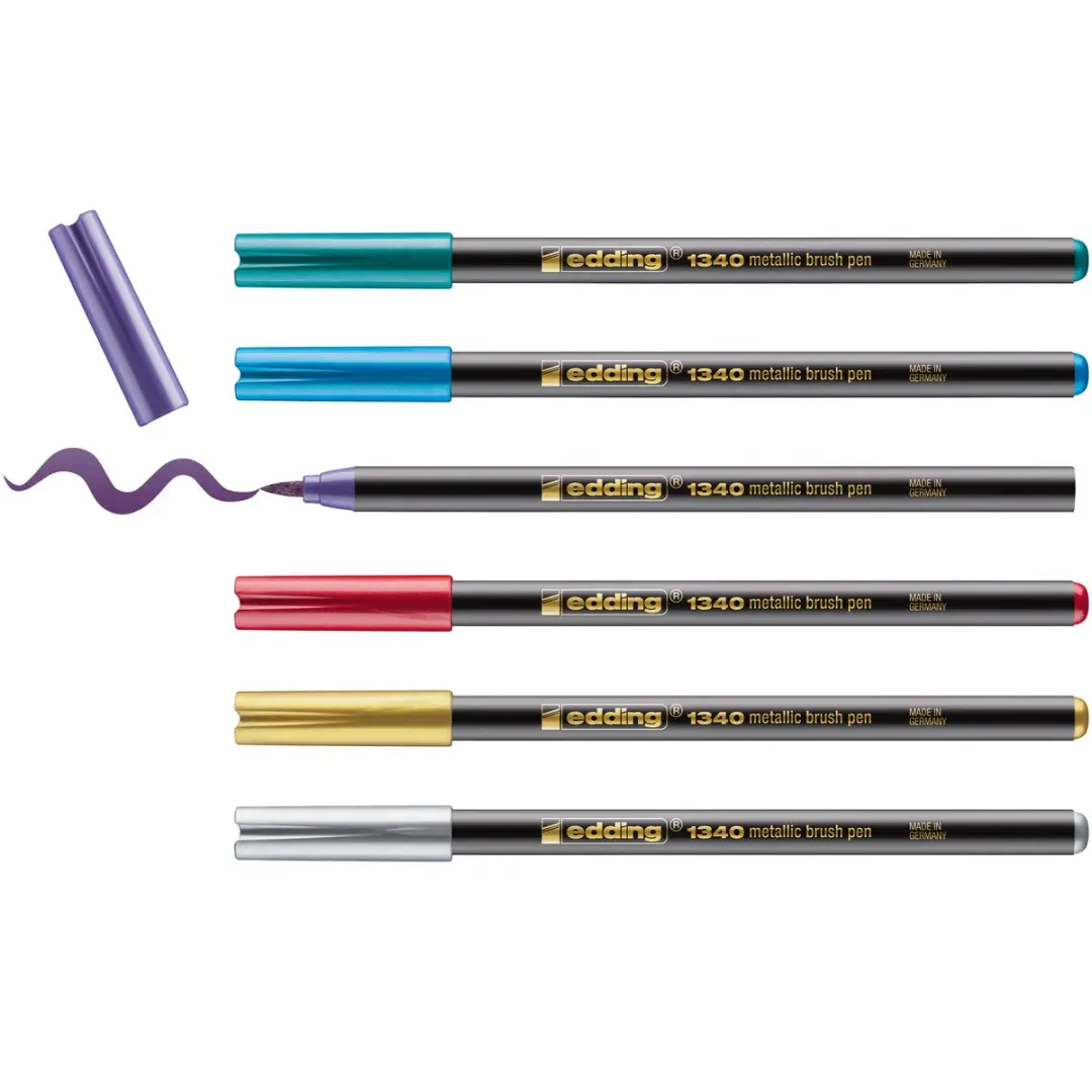 edding 1340 Brushpen Metallic - 6 Stuks - afbeelding 6 van 6