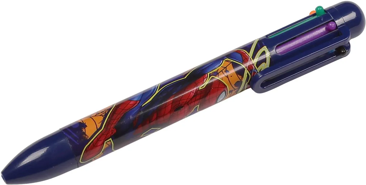 Marvel Spider-Man Meerkleurige 6-in-1 Balpen - Zwart