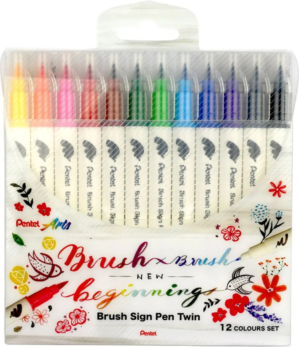Pentel Brush Pen Twin 12 kleuren