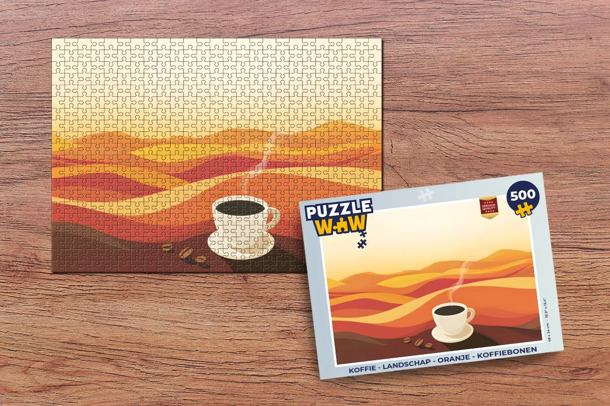 PuzzleWow Koffie Landschap Legpuzzel 500 Stuks - Oranje