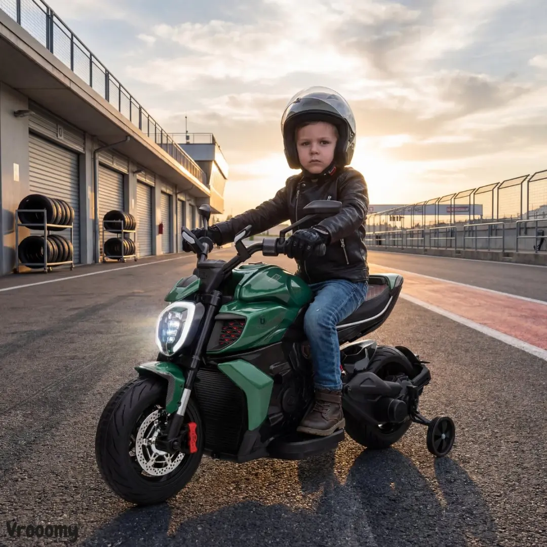 Vrooomy Ducati x Bentley Diavel V4 12V Elektrische Kindermotor Groen - afbeelding 5 van 6