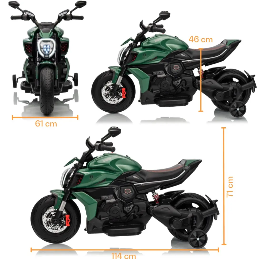 Vrooomy Ducati x Bentley Diavel V4 12V Elektrische Kindermotor Groen - afbeelding 6 van 6