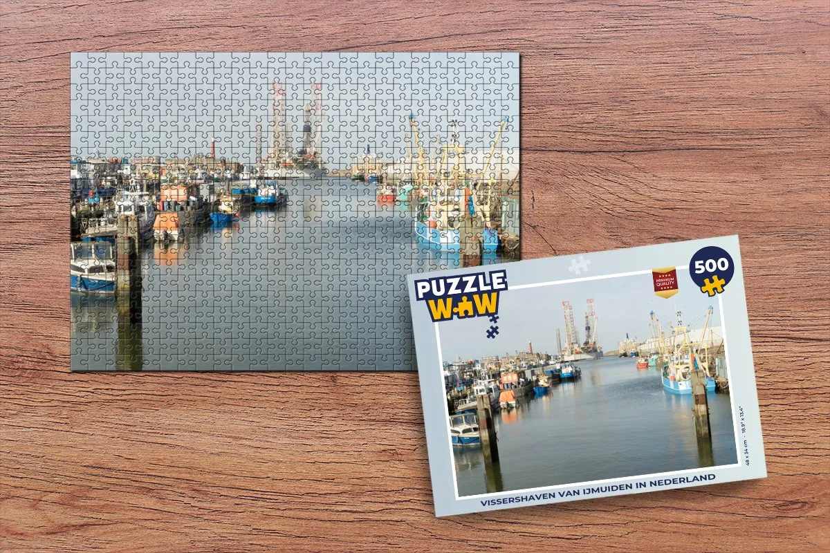 PuzzleWow Vissershaven van IJmuiden Legpuzzel 500 Stuks - Multicolor