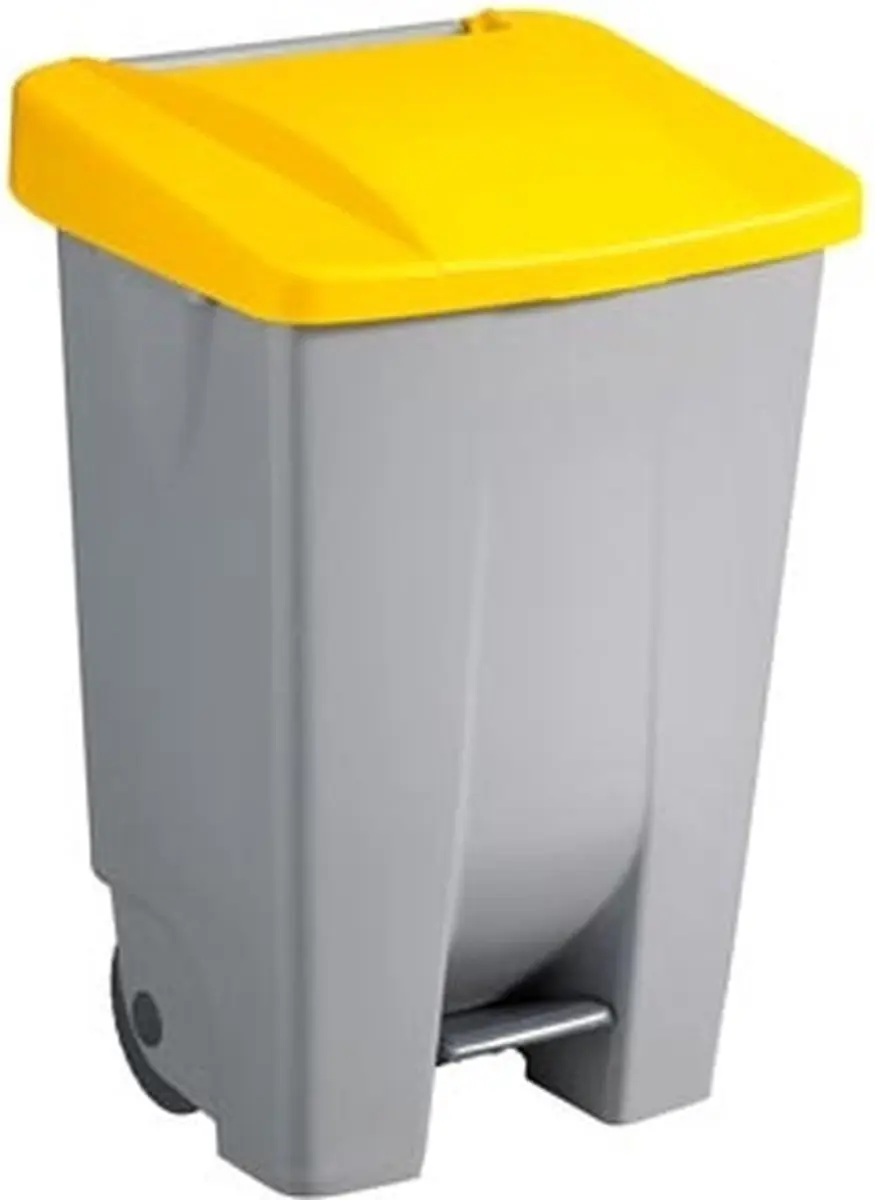 Sunware vuilnisbak 60 liter op wielen geel kunststof HACCP.