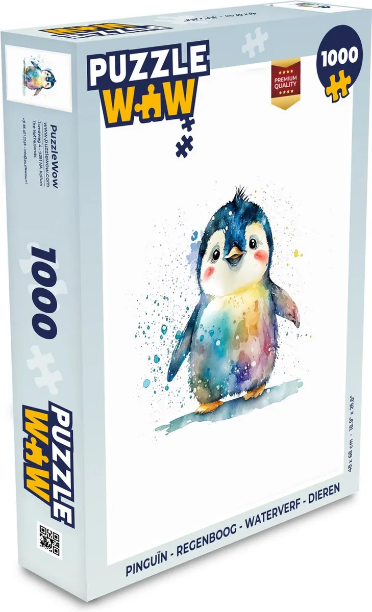 PuzzleWow Pinguïn Legpuzzel 1000 Stuks - Multicolor
