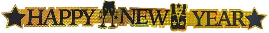 Happy New Year Banner Goud 113cm