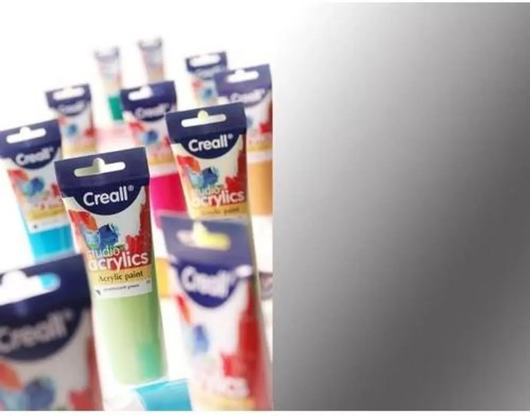 Creall acrylverf tube 120ml zilver voor schilderen en knutselen.