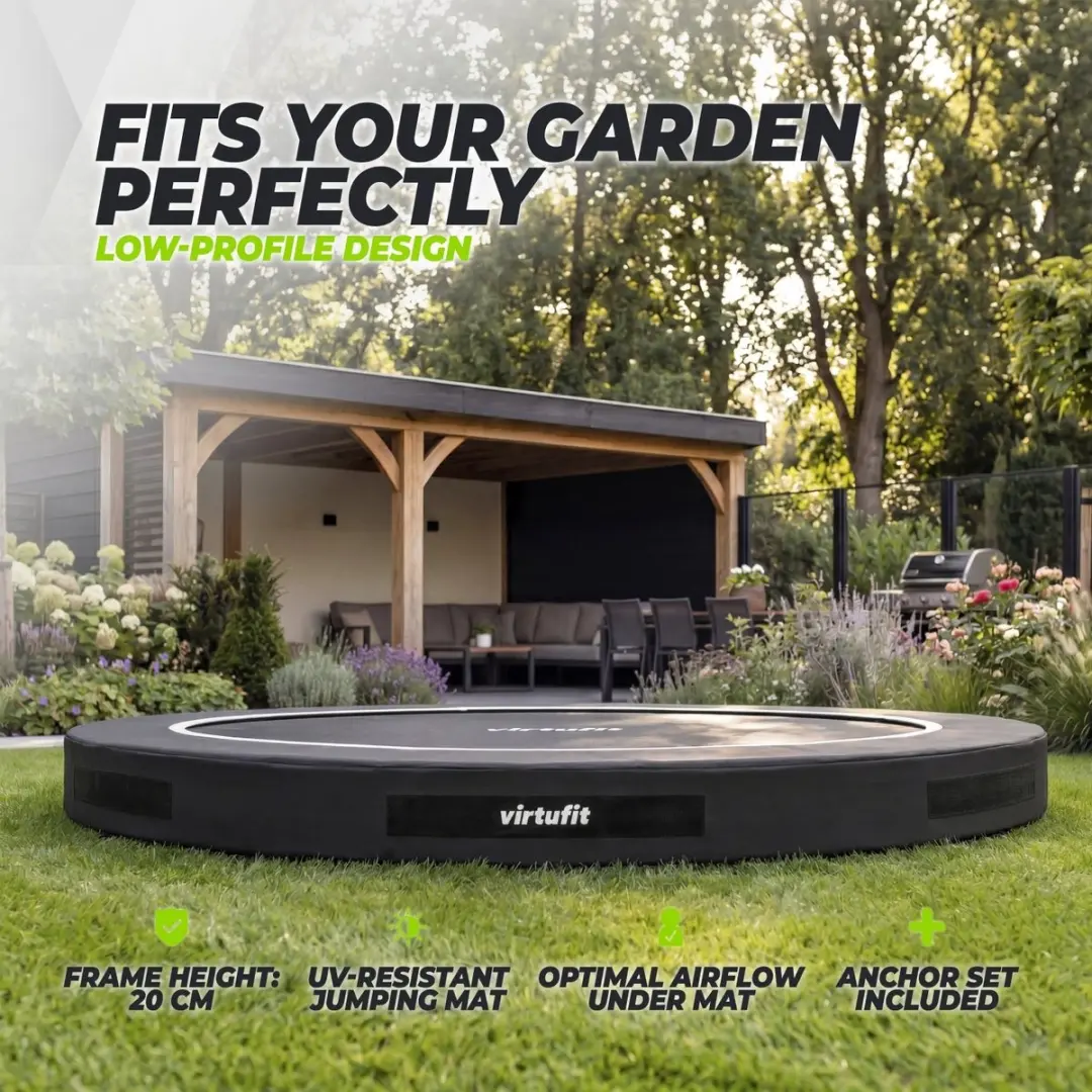 VirtuFit Inground Trampoline 251cm - Zwart - afbeelding 5 van 6