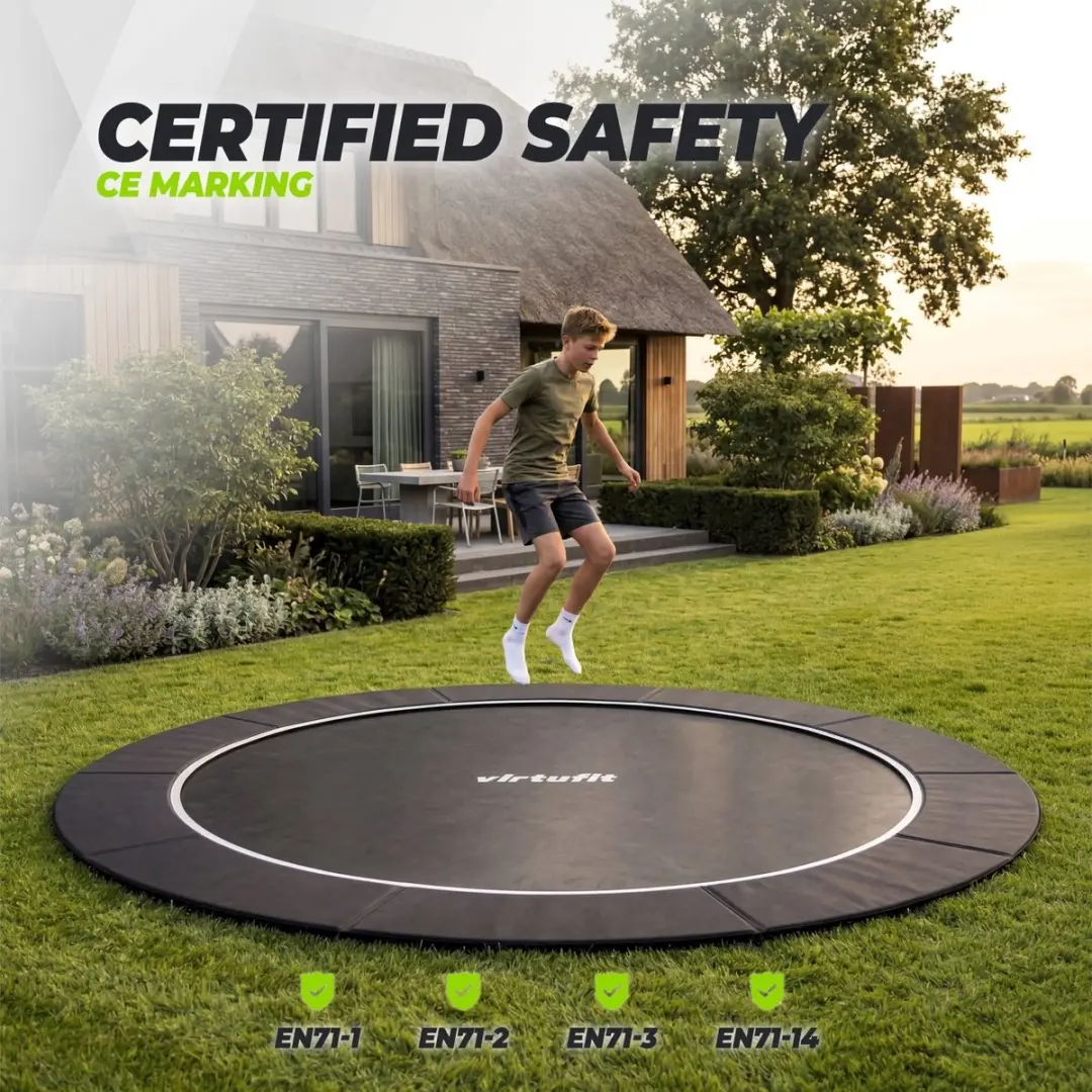 VirtuFit GroundLevel Trampoline 366cm - Zwart - afbeelding 3 van 6