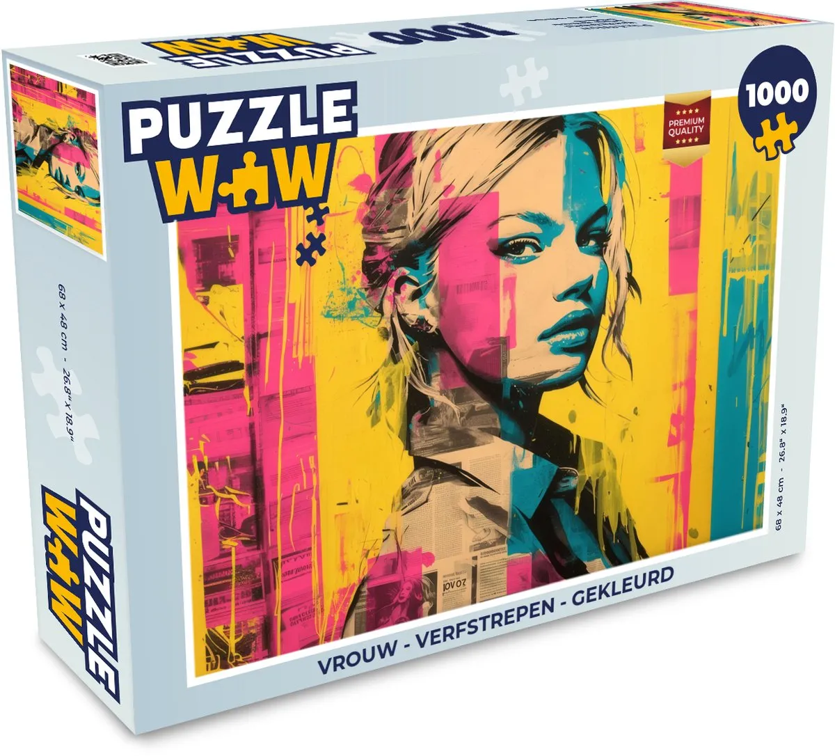 PuzzleWow Puzzel Vrouw Verfstrepen Legpuzzel 1000 Stuks