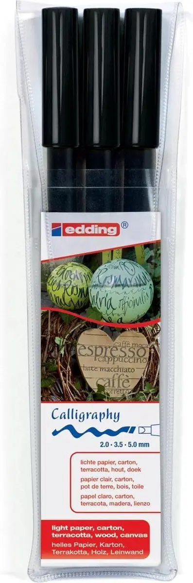 edding 1255 Kalligrafiestift - 3 Stuks - Zwart - afbeelding 2 van 6