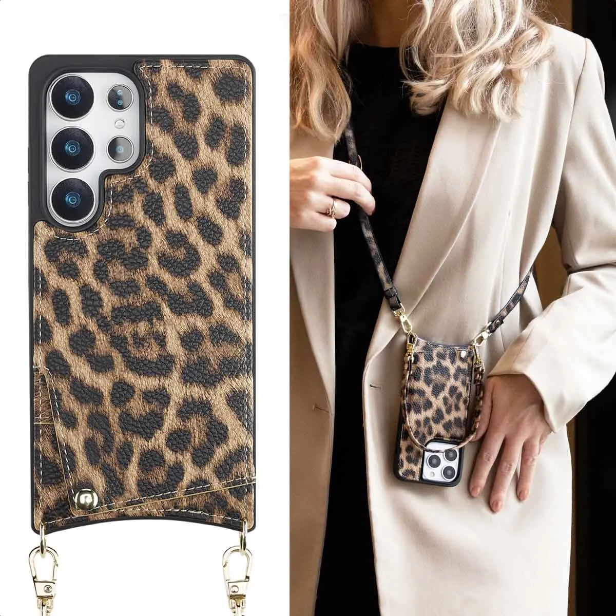 Selencia Hoesje Samsung Galaxy S25 Ultra - Leopard - 2 Pasjes