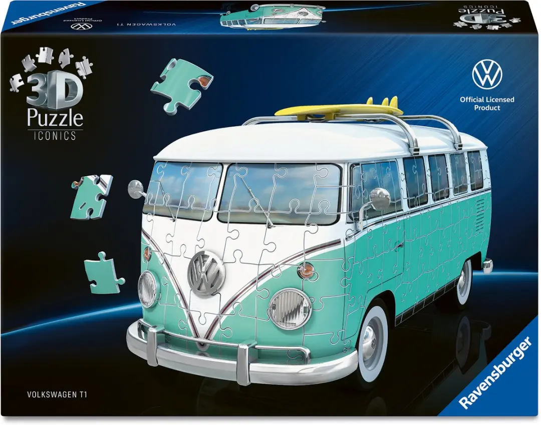 Ravensburger Iconics Volkswagen T1 Chrome Edition 3D Puzzle - 174 Stukjes - afbeelding 2 van 6