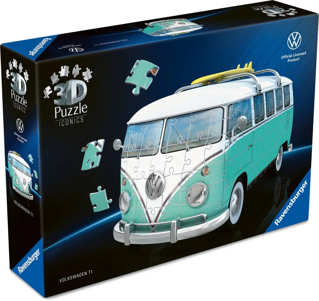 Ravensburger Iconics Volkswagen T1 Chrome Edition 3D Puzzle - 174 Stukjes - afbeelding 3 van 6