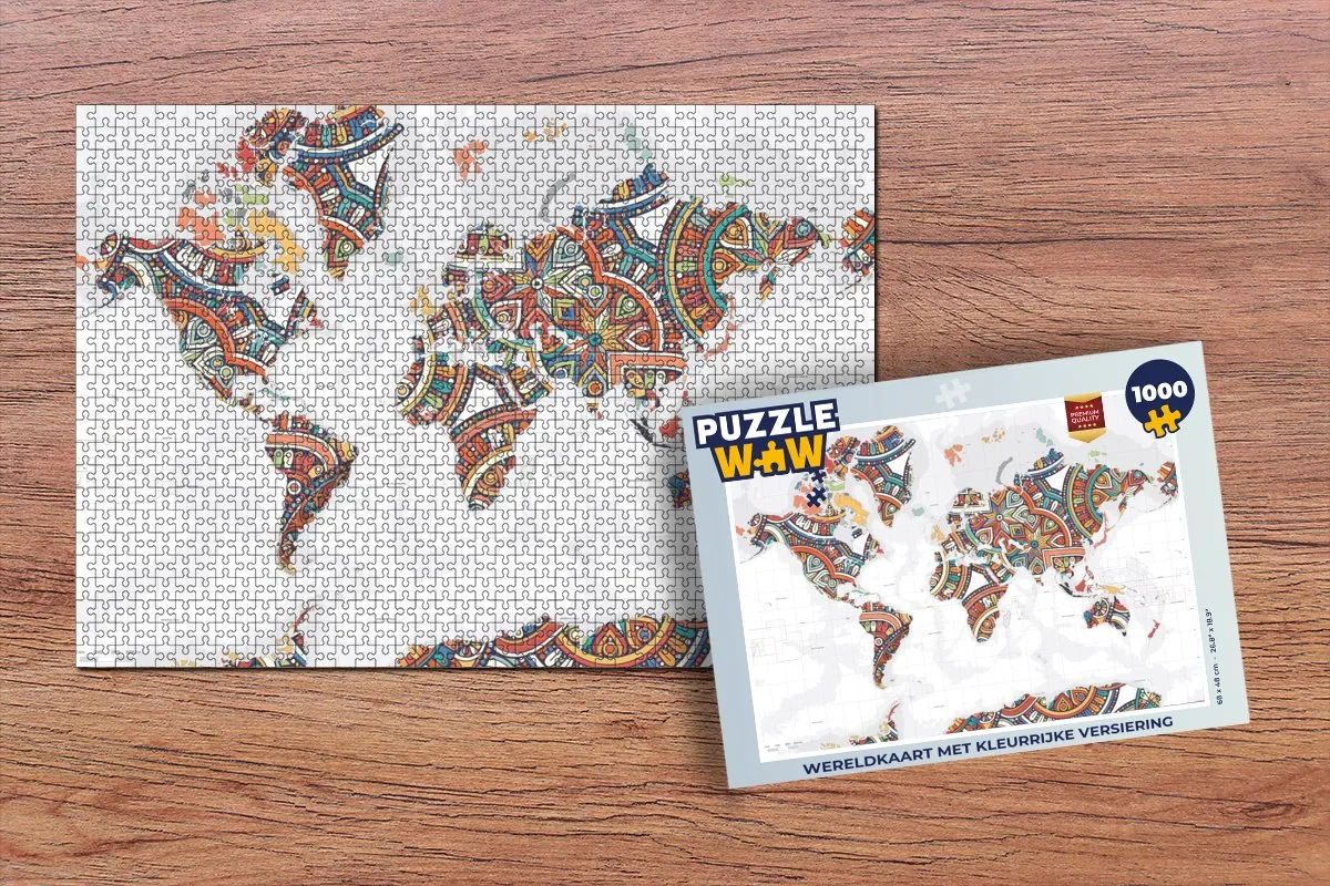 PuzzleWow Wereldkaart Legpuzzel 1000 Stuks - Multicolor