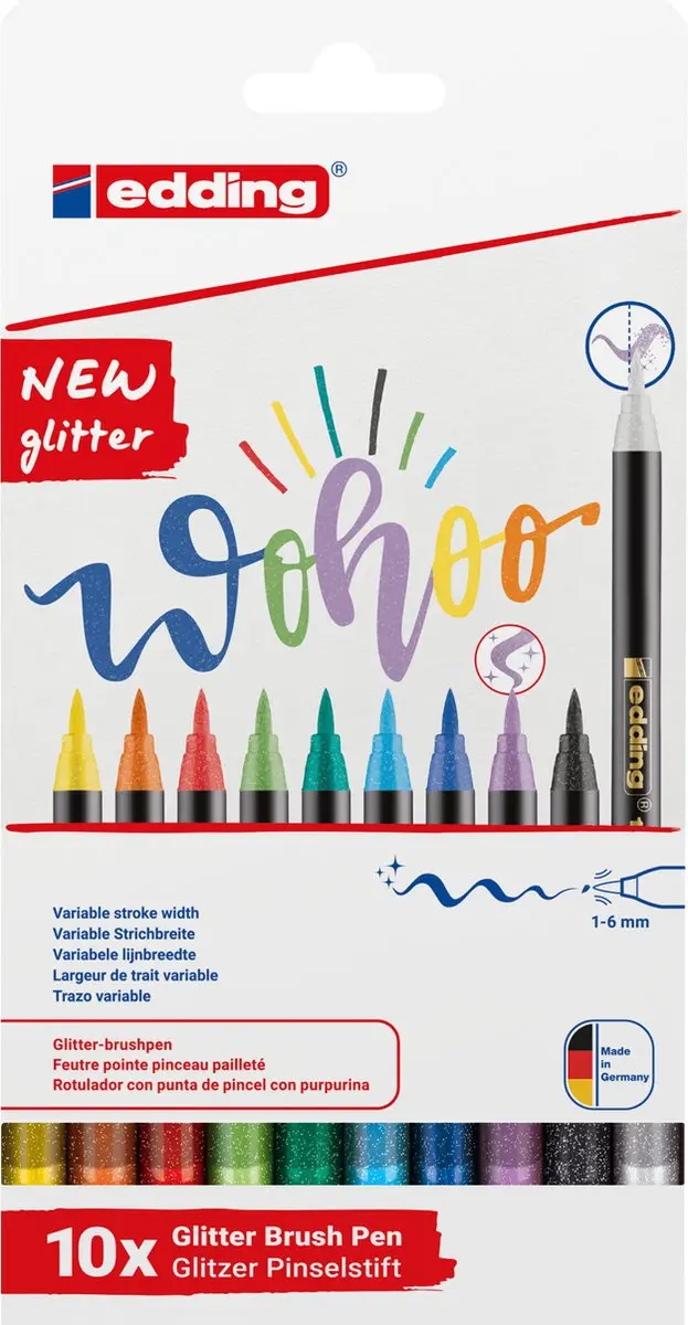 edding 1340 Glitterpenseelpen Set - 10 Stuks - afbeelding 5 van 6