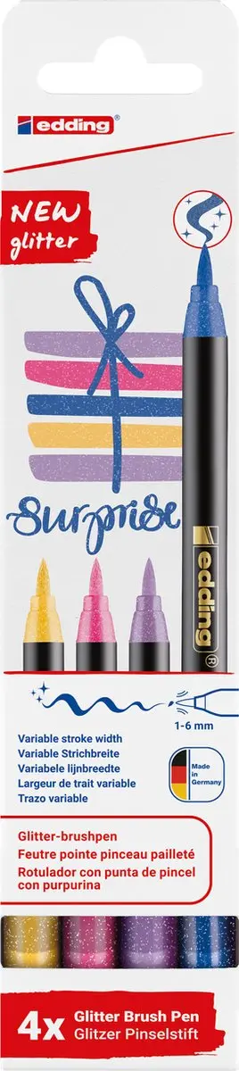edding 1340 Glitterpenseelpen Set - 4 Stuks - afbeelding 4 van 6