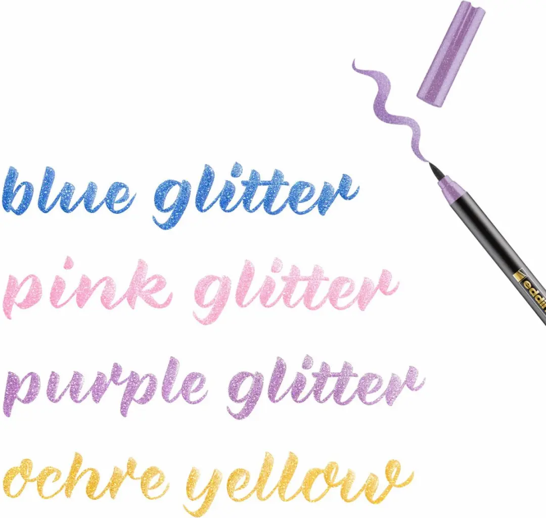 edding 1340 Glitterpenseelpen Set - 4 Stuks - afbeelding 6 van 6