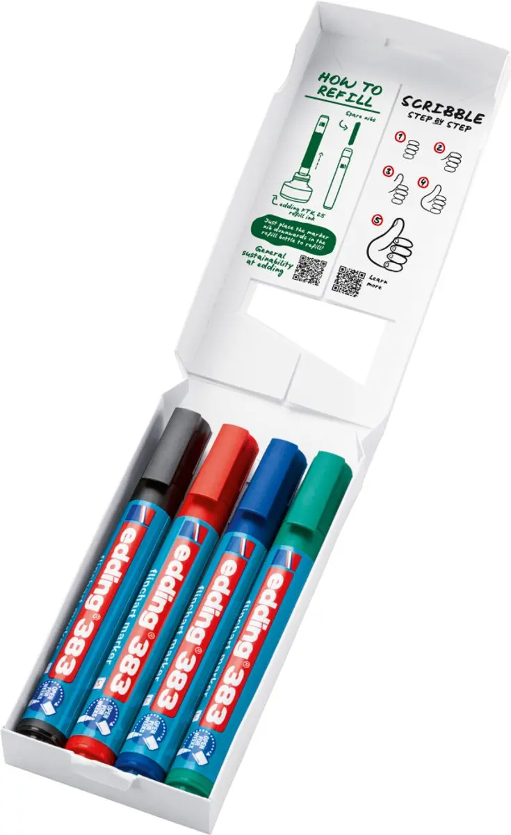 edding 383 Flipchartmarker - 4 Stuks - afbeelding 2 van 6