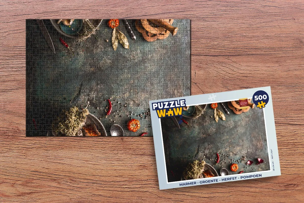 PuzzleWow Legpuzzel Marmer Groente Herfst Pompoen Kruiden 500 Stuks - Multicolor