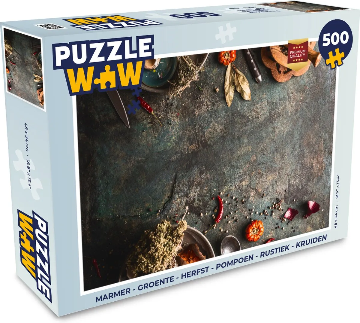 PuzzleWow Legpuzzel Marmer Groente Herfst Pompoen Kruiden 500 Stuks - Multicolor
