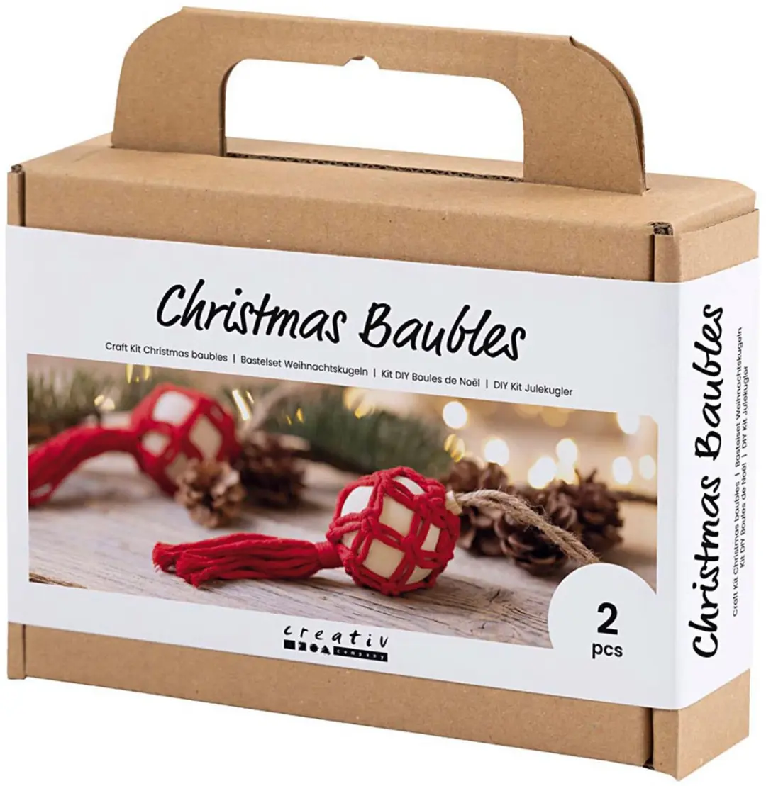 Creativ Company Macramé Kerstballen Knutselset - Rood - afbeelding 2 van 4