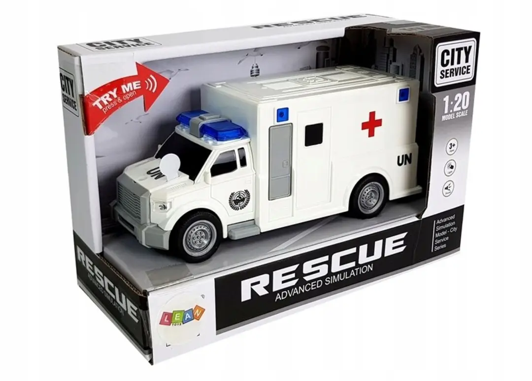 Lean Toys Ambulance 1:20 Wrijvingsaandrijving - Wit - afbeelding 3 van 4