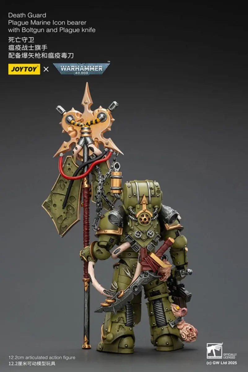 Joy Toy Warhammer 40k Death Guard Plague Marine Icon Bearer JT02915 - afbeelding 5 van 6