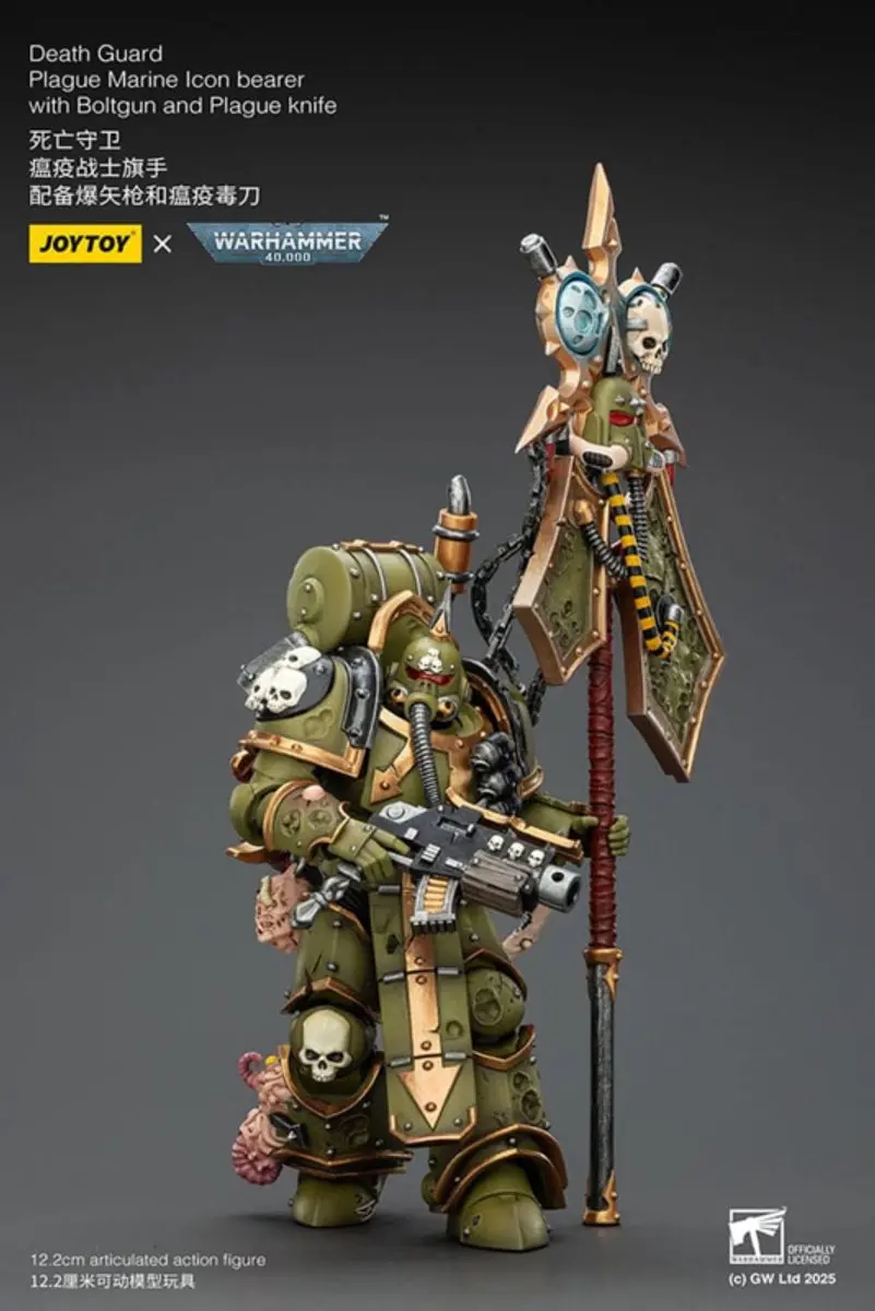 Joy Toy Warhammer 40k Death Guard Plague Marine Icon Bearer JT02915 - afbeelding 6 van 6