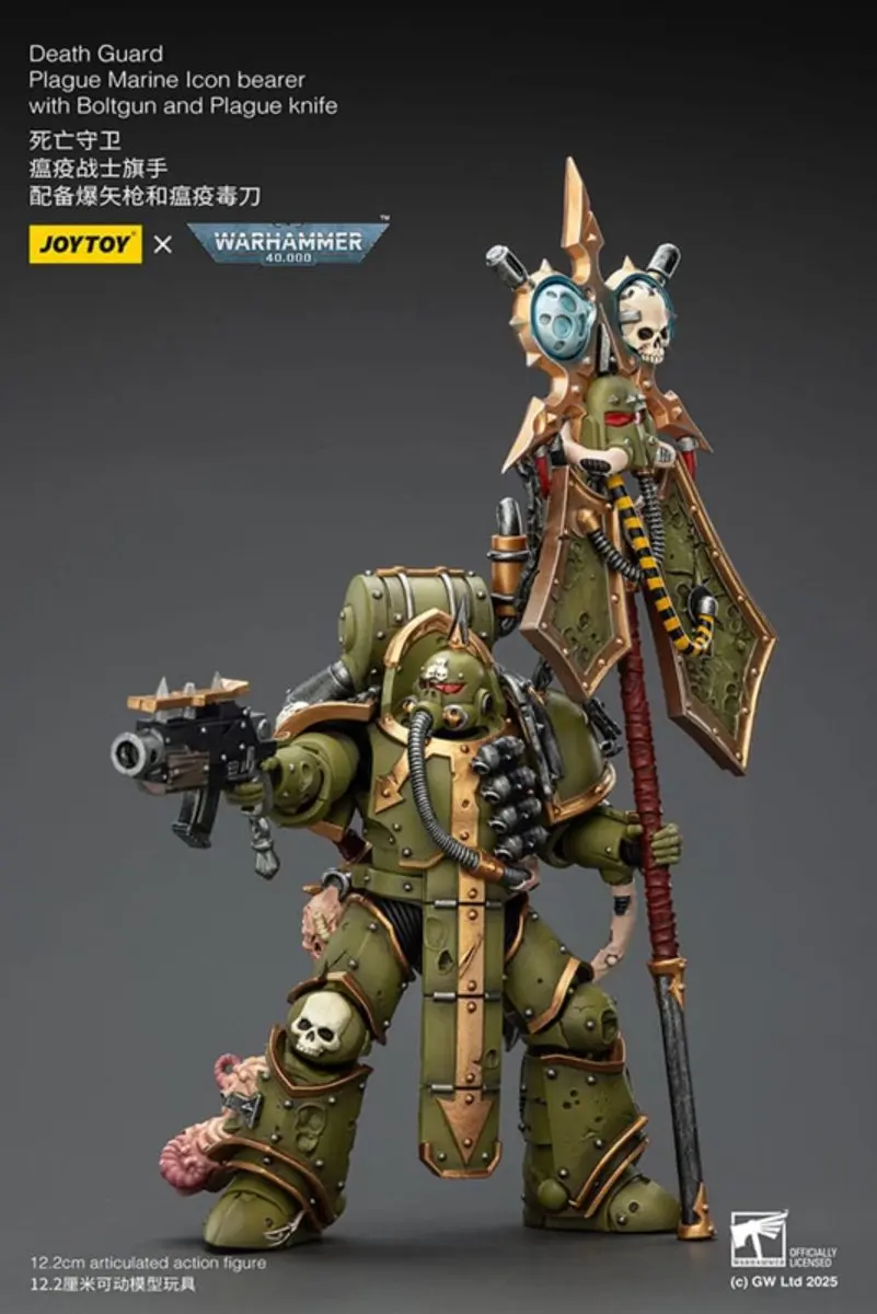 Joy Toy Warhammer 40k Death Guard Plague Marine Icon Bearer JT02915 - afbeelding 2 van 6