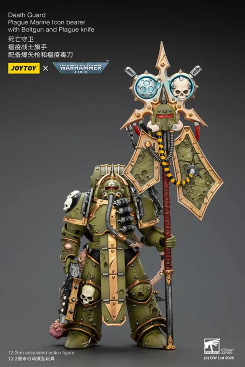 Joy Toy Warhammer 40k Death Guard Plague Marine Icon Bearer JT02915 - afbeelding 3 van 6