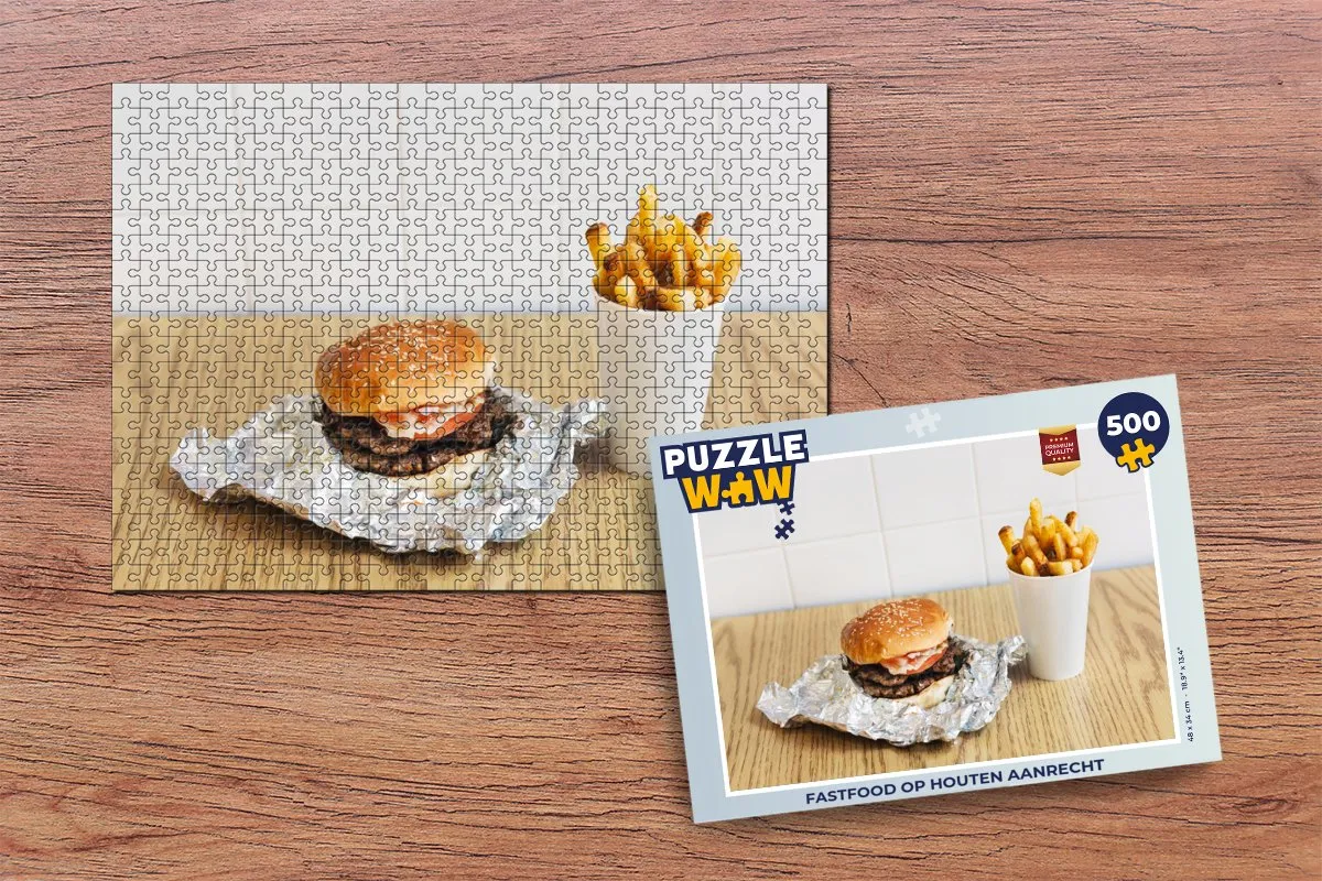 PuzzleWow Fastfood Houten Aanrecht Legpuzzel 500 Stuks - Multicolor