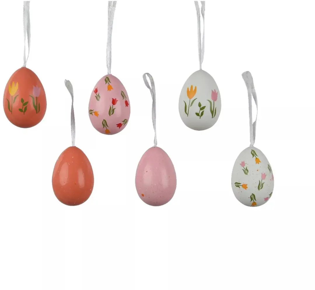 Decoris Hangdecoratie paasei polystyreen roze Ø4-H6cm