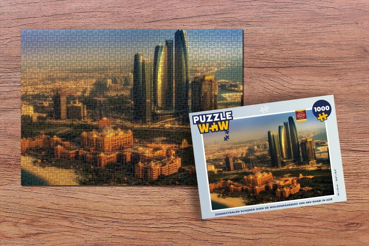 PuzzleWow Legpuzzel 1000 Stuks - Abu Dhabi Wolkenkrabbers Multicolor
